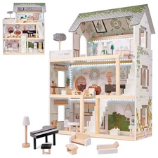 Деревянный кукольный домик MD 1426 с тремя этажами